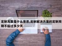 定制方案是什么意思,定制解决方案的定制周期不超过多少天
